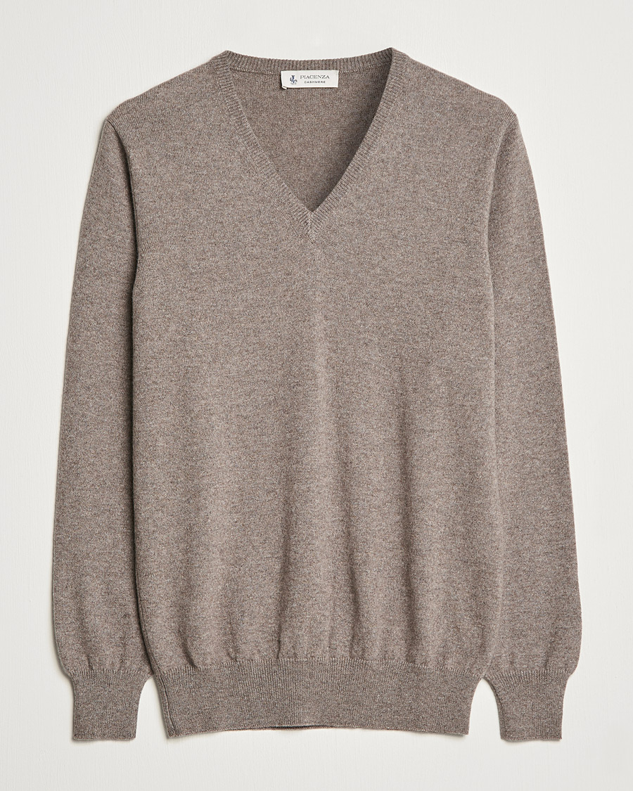 Homme | Pulls Et Tricots | Piacenza Cashmere | Cashmere V Neck Sweater Brown