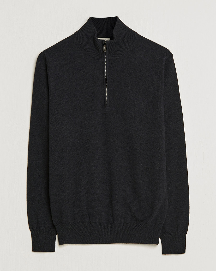 Homme | Pulls Et Tricots | Piacenza Cashmere | Cashmere Half Zip Sweater Black
