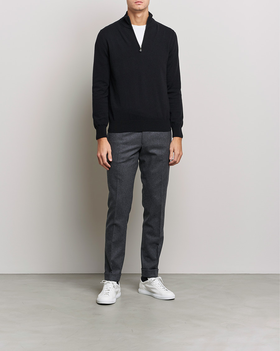 Homme | Pulls Et Tricots | Piacenza Cashmere | Cashmere Half Zip Sweater Black