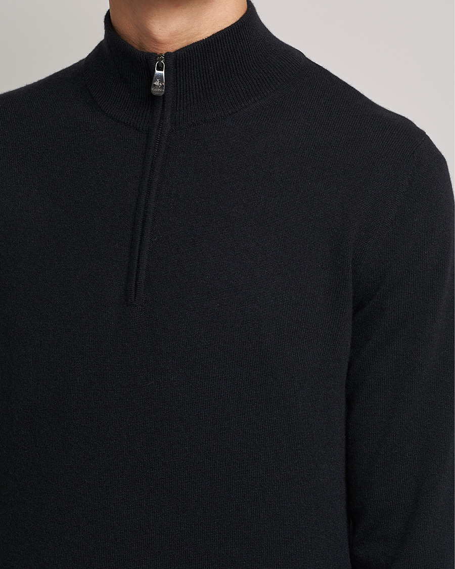 Homme | Pulls Et Tricots | Piacenza Cashmere | Cashmere Half Zip Sweater Black