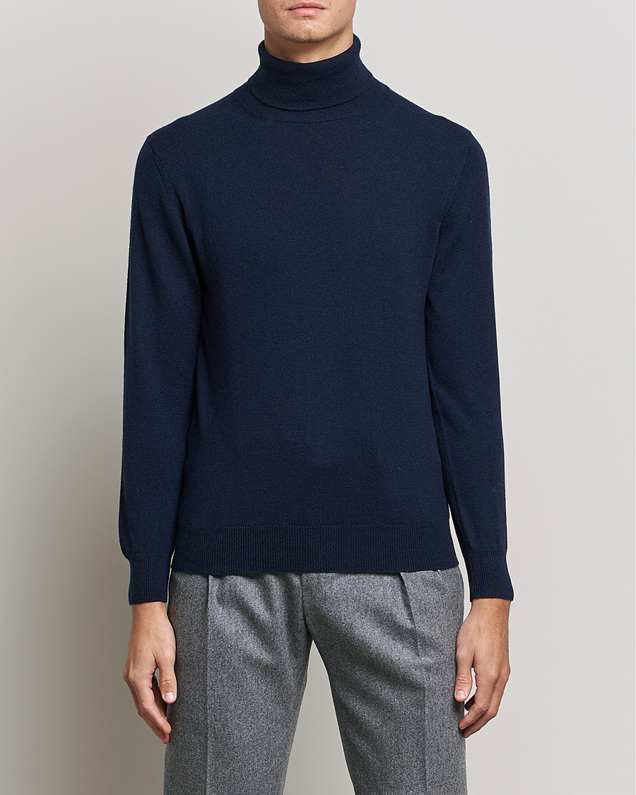 Homme | Sections | Piacenza Cashmere | Cashmere Rollneck Sweater Navy