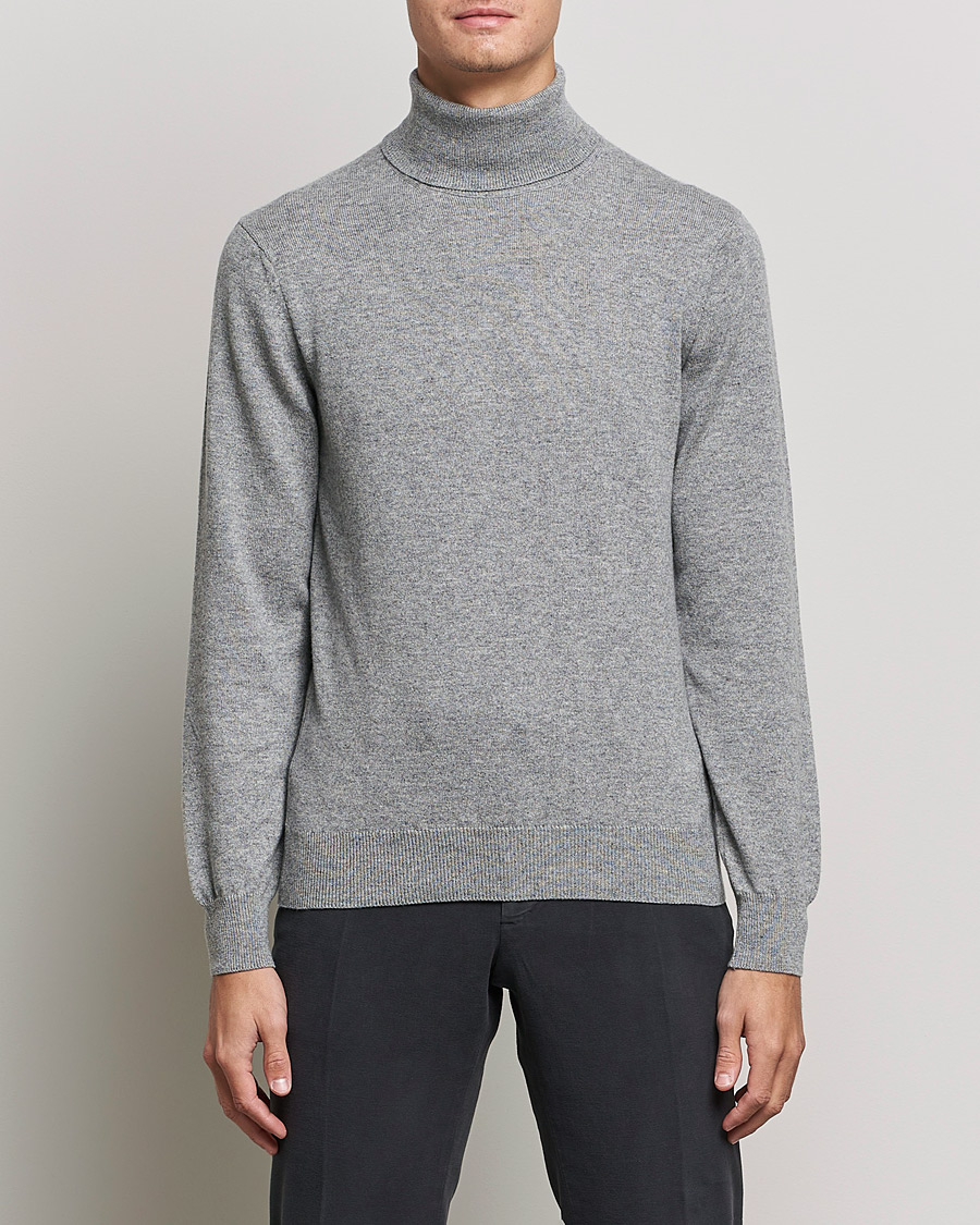 Homme | Italian Department | Piacenza Cashmere | Cashmere Rollneck Sweater Light Grey