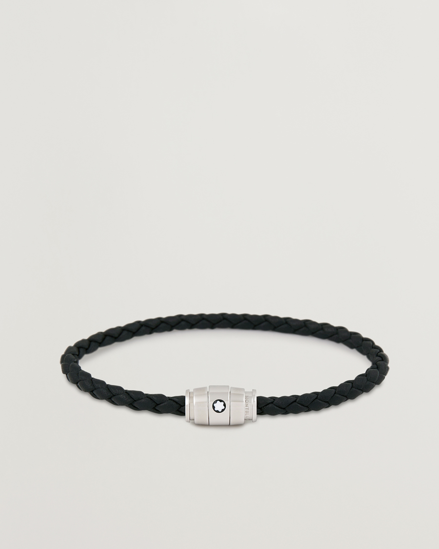 Homme | Bijoux | Montblanc | Bracelet Steel 3 Rings Leather Black