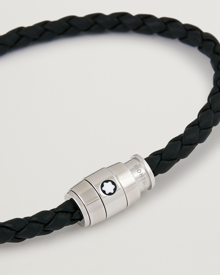Homme | Bijoux | Montblanc | Bracelet Steel 3 Rings Leather Black