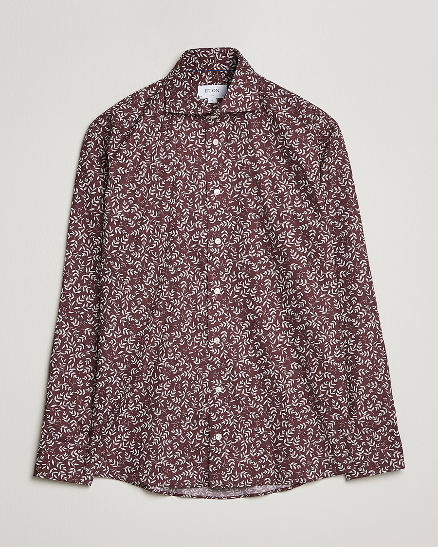 Homme | Chemises | Eton | Twill Melange Shirt Red Floral