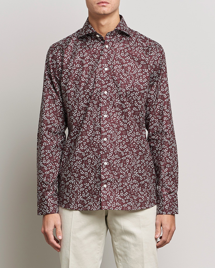 Homme | Chemises | Eton | Twill Melange Shirt Red Floral