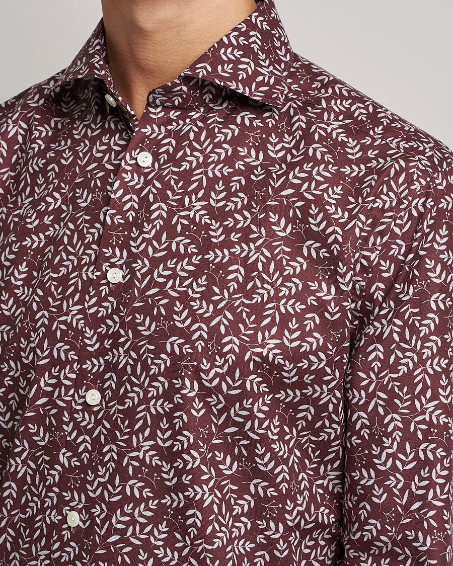 Homme | Chemises | Eton | Twill Melange Shirt Red Floral