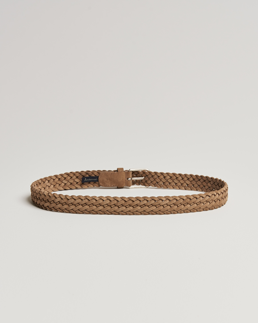 Homme | Sections | Anderson's | Woven Suede Belt 3 cm Beige