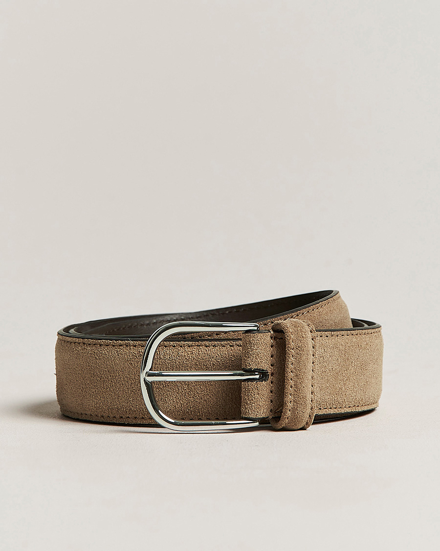 Homme | Ceintures | Anderson's | Suede 3,5 cm Belt Beige