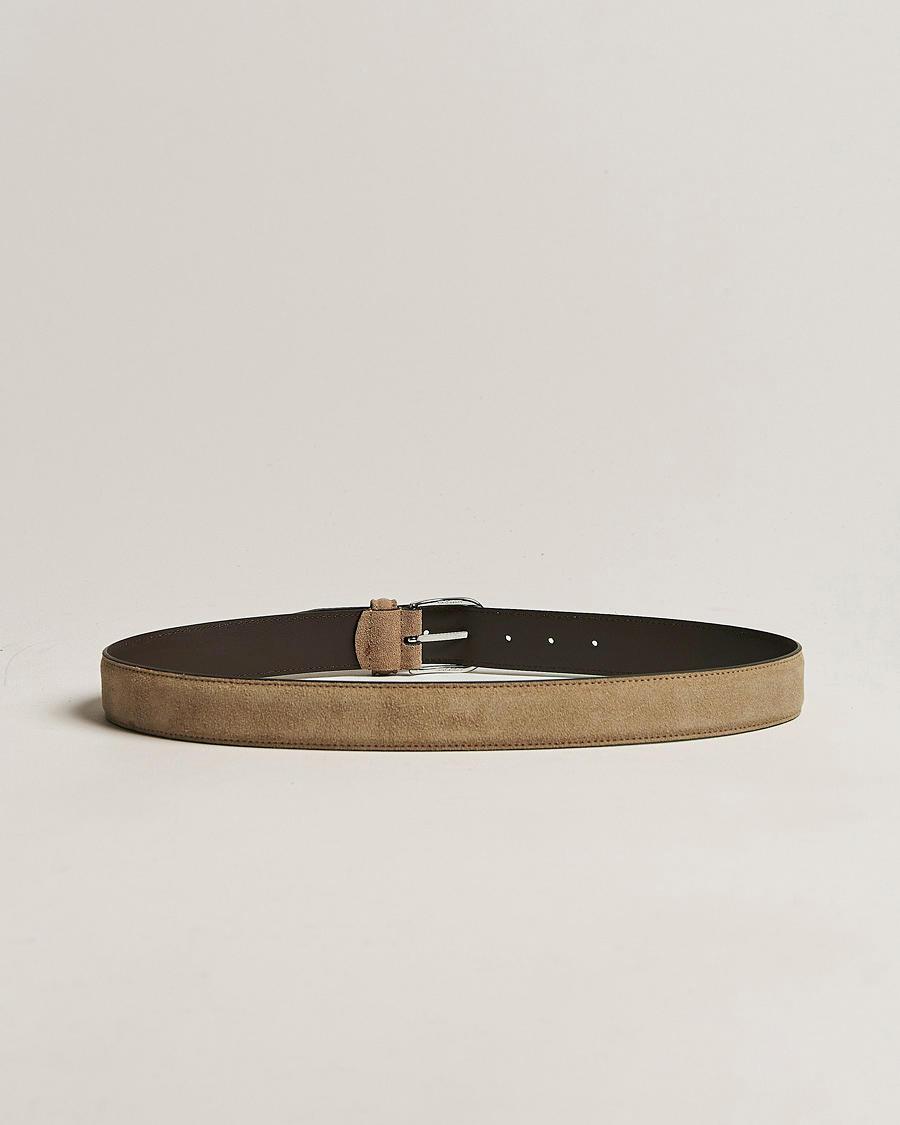 Homme | Italian Department | Anderson's | Suede 3,5 cm Belt Beige
