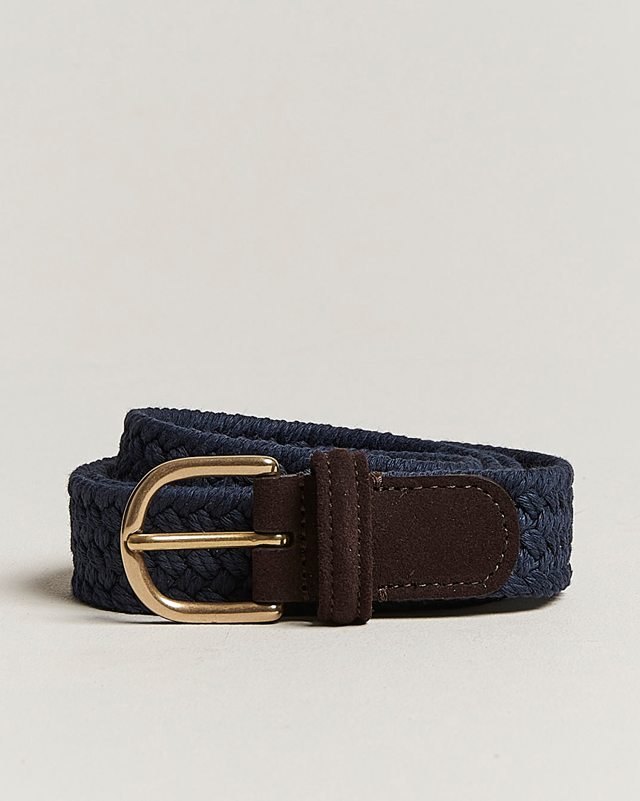 Homme | Anderson's Braided Cotton Casual Belt 3 cm Navy | Anderson's | Braided Cotton Casual Belt 3 cm Navy