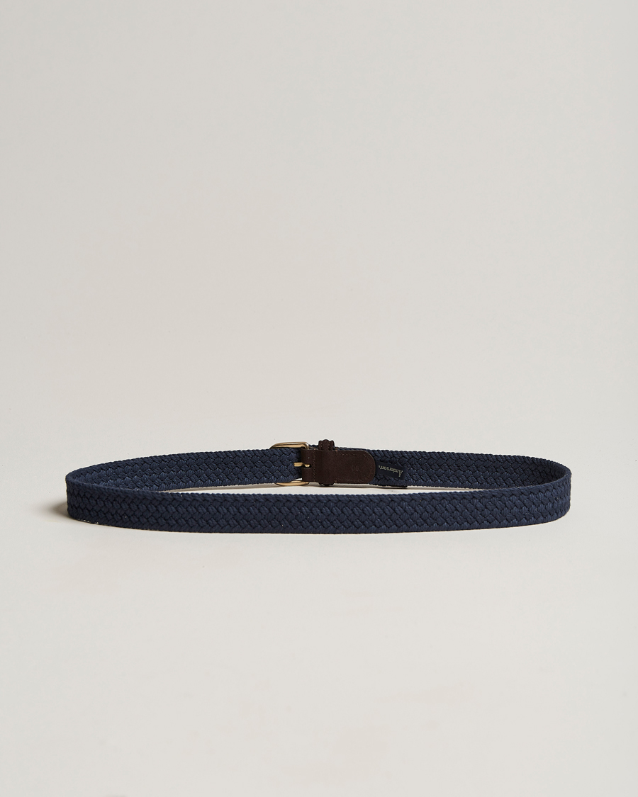 Homme | Anderson's Braided Cotton Casual Belt 3 cm Navy | Anderson's | Braided Cotton Casual Belt 3 cm Navy