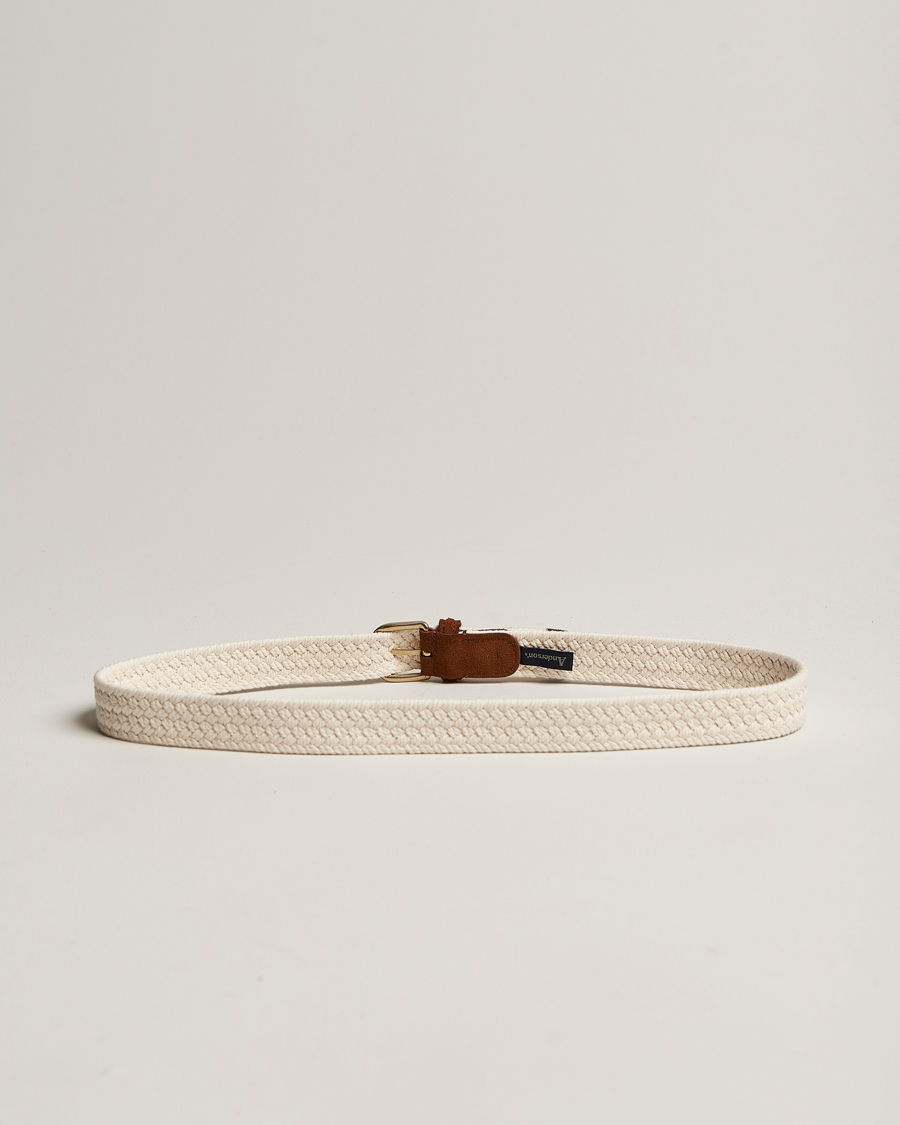 Homme | Anderson's Braided Cotton Casual Belt 3 cm White | Anderson's | Braided Cotton Casual Belt 3 cm White
