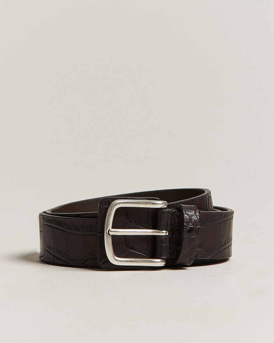 Homme | Anderson's Embossed Croco Belt 3 cm Brown | Anderson's | Embossed Croco Belt 3 cm Brown
