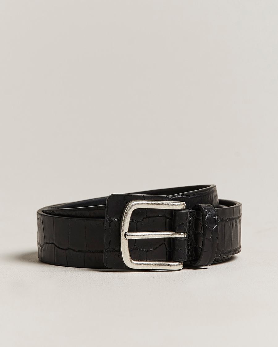 Homme | Anderson's Embossed Croco Belt 3 cm Black | Anderson's | Embossed Croco Belt 3 cm Black