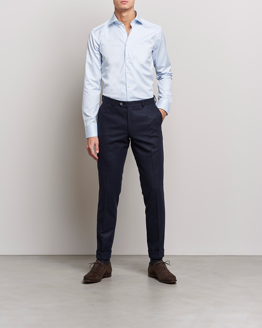 Homme | Chemises D'Affaires | Stenströms | Superslim Plain Shirt Blue