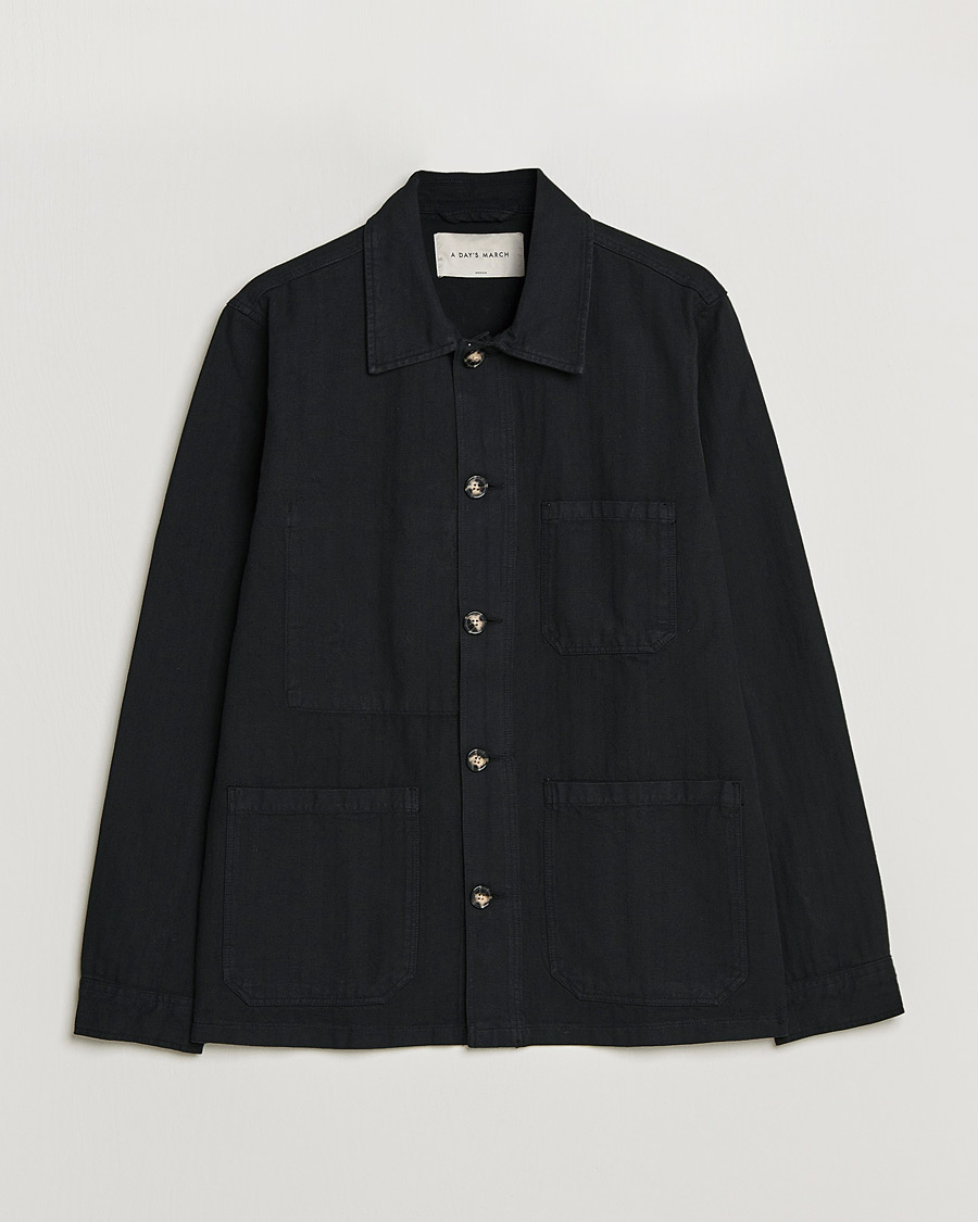 Homme | Chemises | A Day's March | Original Herringbone Overshirt Black