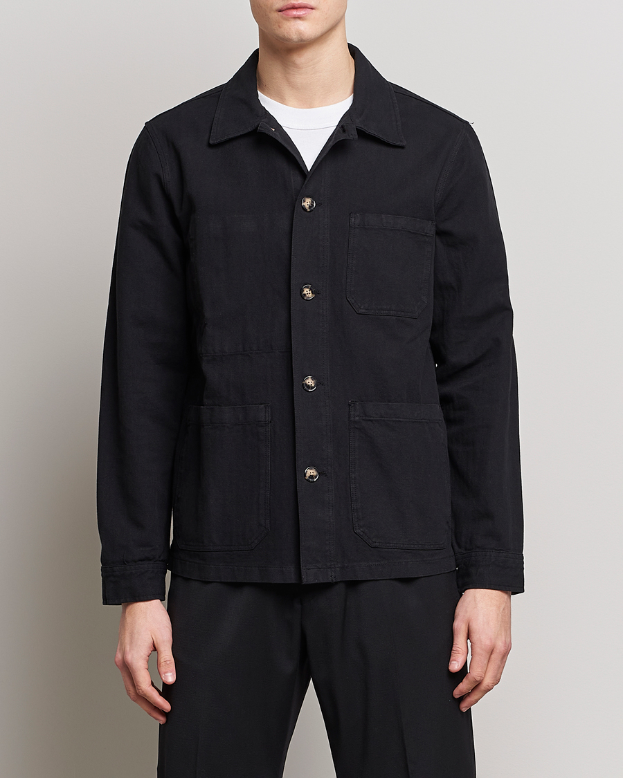 Homme | Chemises | A Day's March | Original Herringbone Overshirt Black