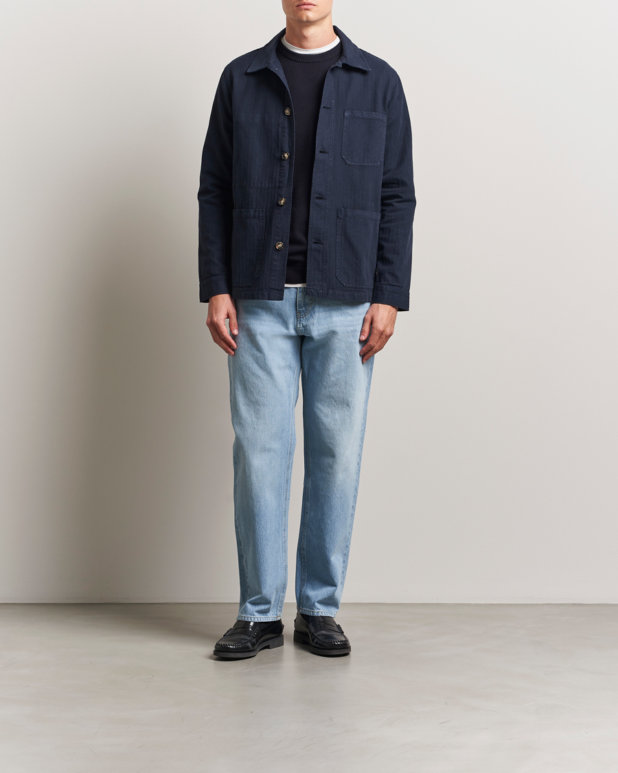 Homme | Manteaux Et Vestes | A Day's March | Herringbone Overshirt Navy