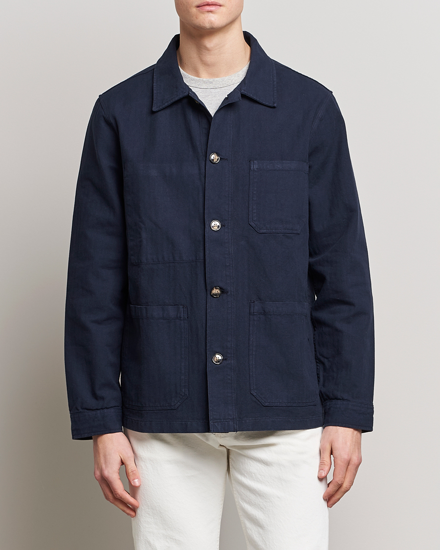 Homme | Casual | A Day's March | Original Herringbone Overshirt Regular Fit Navy