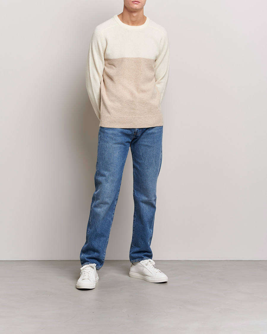 Homme | Pulls Et Tricots | A Day's March | Brodick Block Lambswool Sweater Sand/Off White