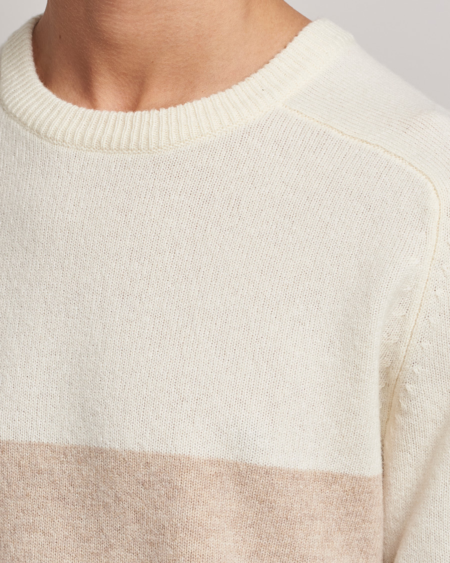 Homme | Pulls Et Tricots | A Day's March | Brodick Block Lambswool Sweater Sand/Off White