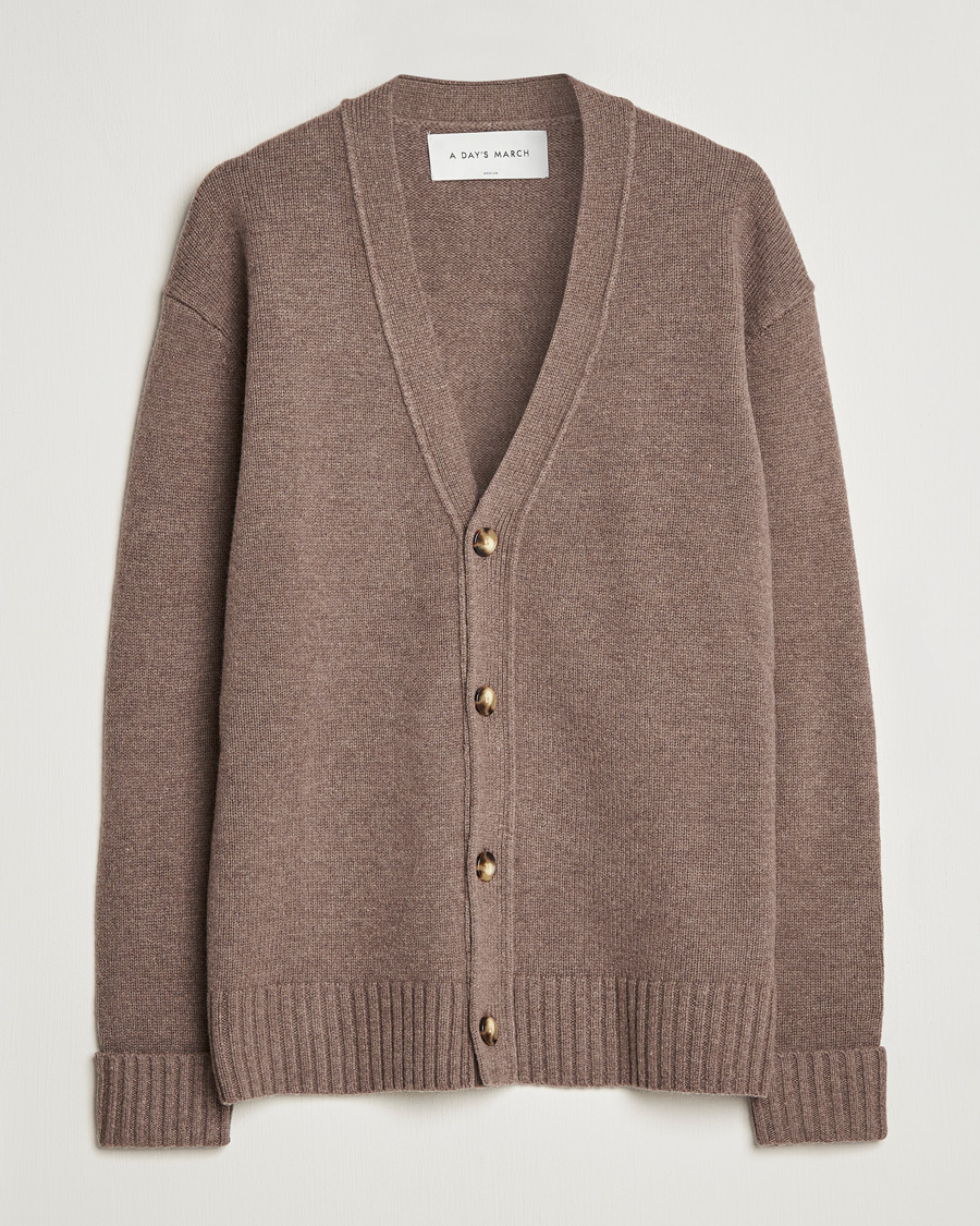 Homme | Pulls Et Tricots | A Day's March | Snag Lambswool Cardigan Taupe Melange