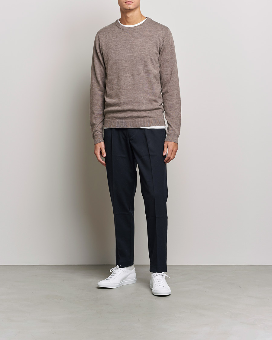 Homme | Pulls Et Tricots | A Day's March | Alagón Merino Crew Taupe Melange