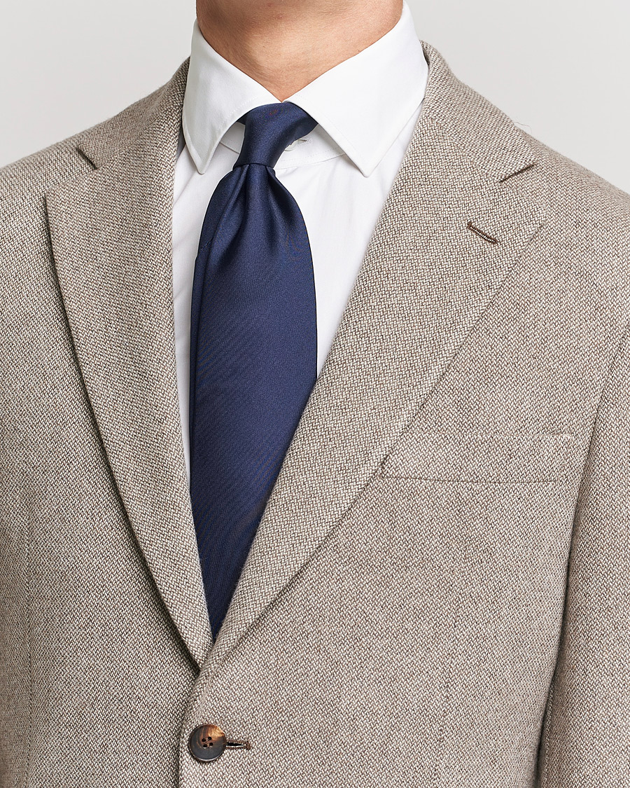 Homme | Cravates | Stenströms | Silk Tie Plain Navy