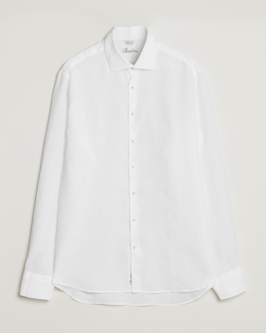 Homme | Chemises | Stenströms | Fitted Body Cut Away Linen Shirt White