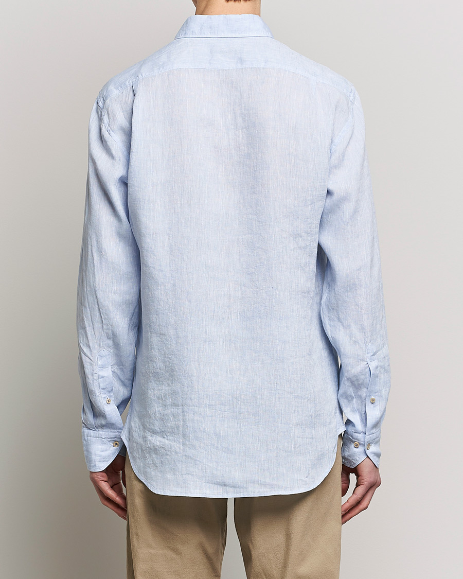 Homme | Chemises | Stenströms | Fitted Body Cut Away Linen Shirt Light Blue
