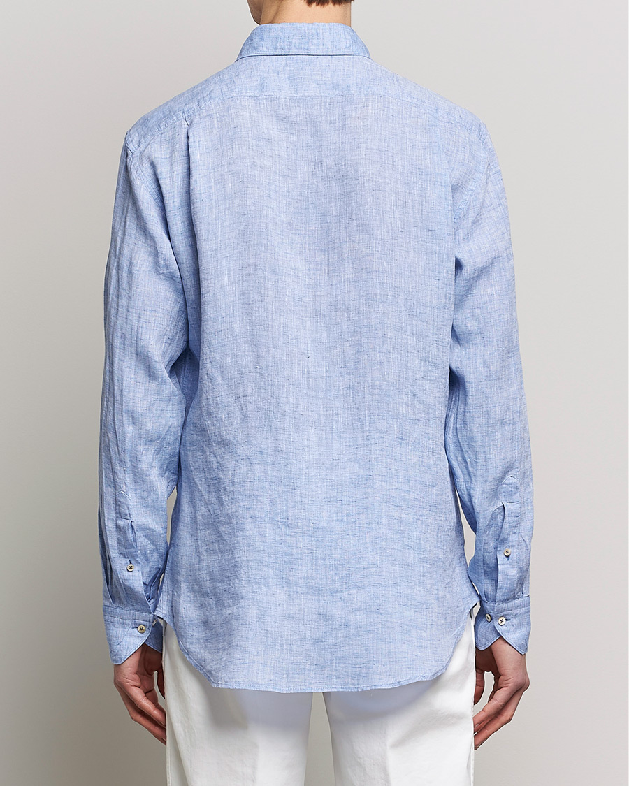 Homme | Chemises | Stenströms | Fitted Body Cut Away Linen Shirt Blue