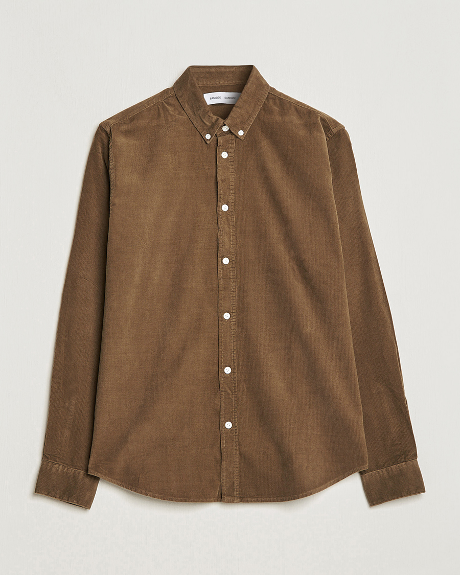 Homme | Chemises | Samsøe Samsøe | Samsøe & Samsøe Liam Organic Cotton Corduroy Shirt Stone Gray