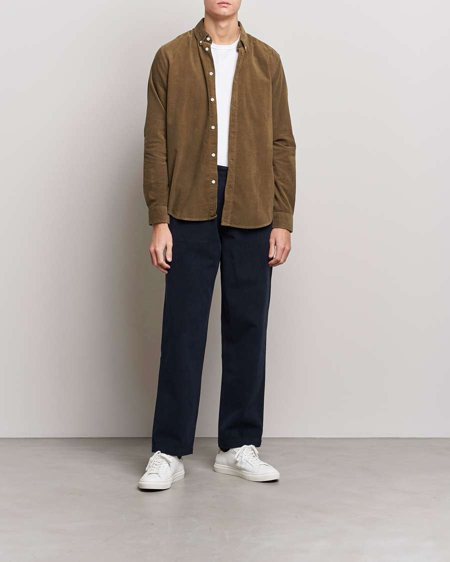 Homme | Chemises | Samsøe Samsøe | Samsøe & Samsøe Liam Organic Cotton Corduroy Shirt Stone Gray