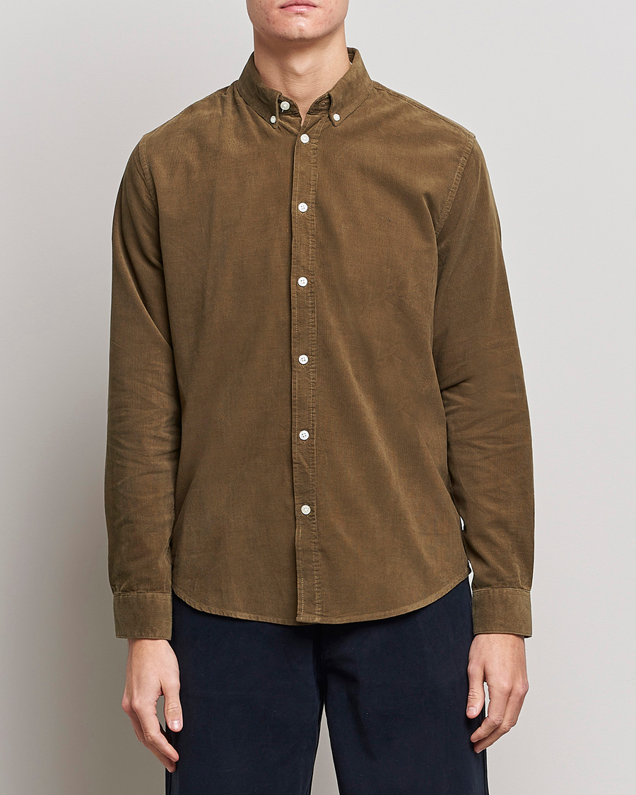 Homme | Chemises | Samsøe Samsøe | Samsøe & Samsøe Liam Organic Cotton Corduroy Shirt Stone Gray
