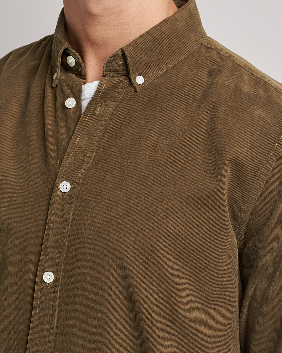 Homme | Chemises | Samsøe Samsøe | Samsøe & Samsøe Liam Organic Cotton Corduroy Shirt Stone Gray