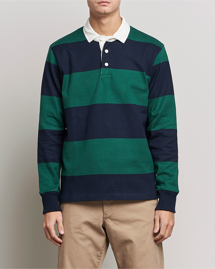 Homme | Pulls Et Tricots | Rowing Blazers | Block Stripe Rugby Hunter Green/Navy