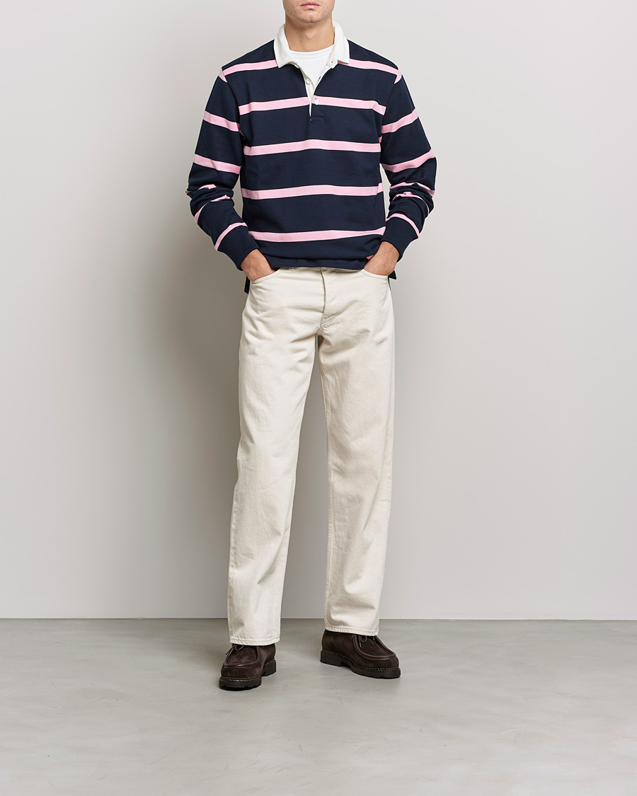 Homme | Pulls Et Tricots | Rowing Blazers | Hockney Stripe Rugby Navy/Pink