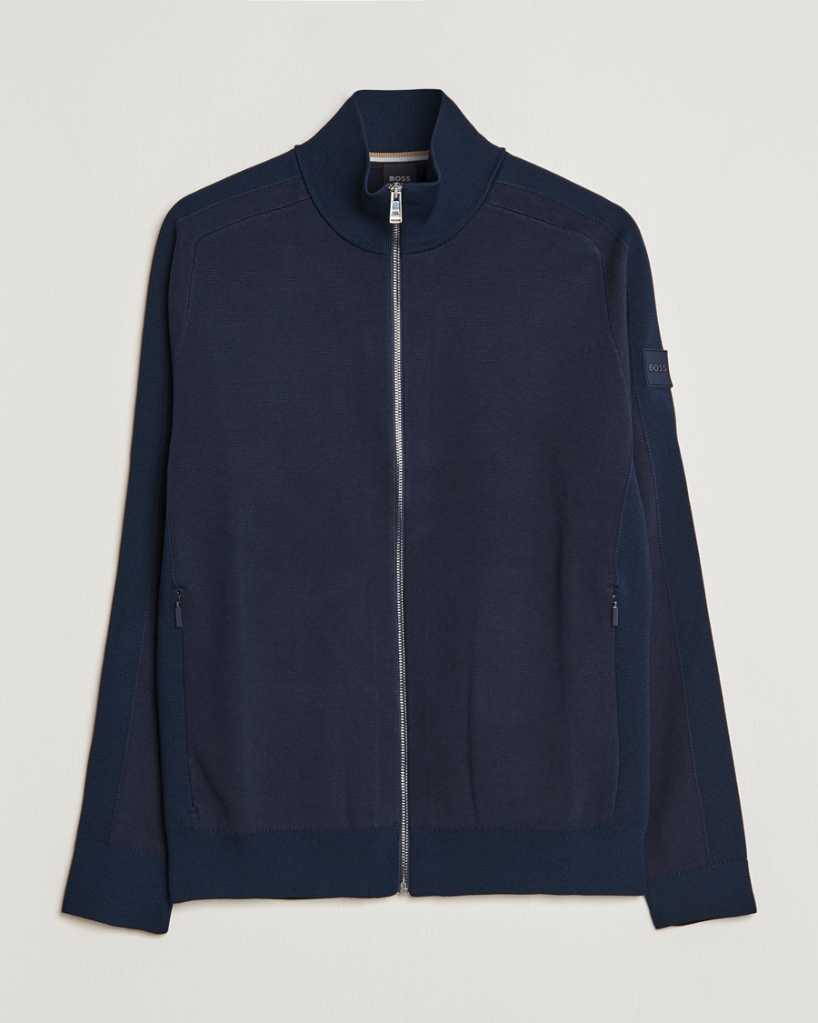 Homme | Pulls Et Tricots | BOSS BLACK | Fisio Knitted Full Zip Dark Blue