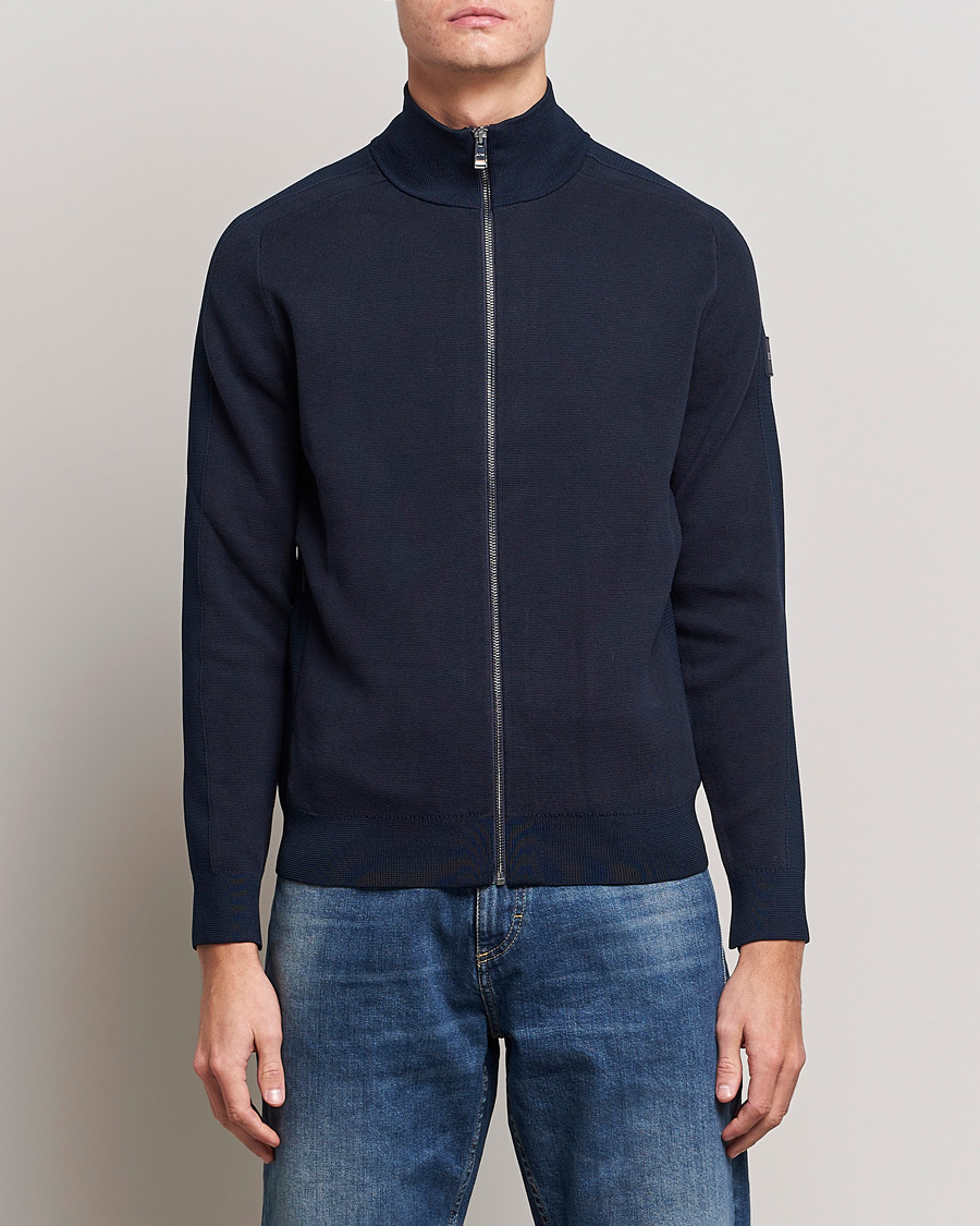 Homme | Pulls Et Tricots | BOSS BLACK | Fisio Knitted Full Zip Dark Blue