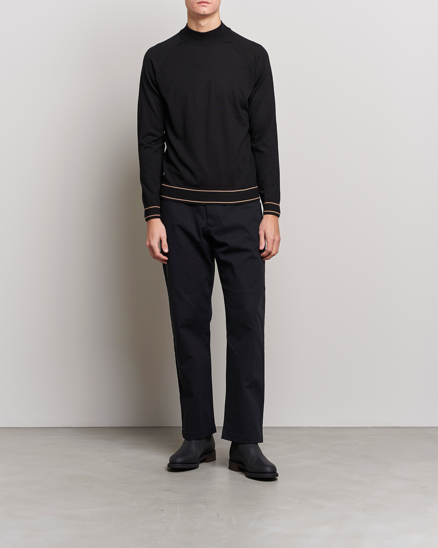 Homme | Pulls Et Tricots | BOSS BLACK | Favino Knitted Mock Neck Sweater Black