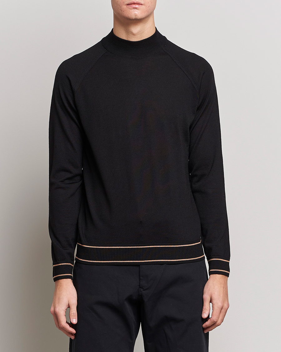 Homme | Pulls Et Tricots | BOSS BLACK | Favino Knitted Mock Neck Sweater Black