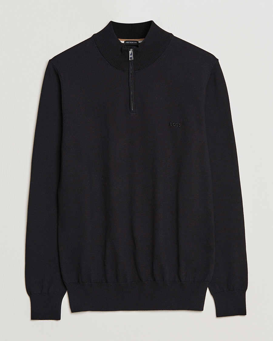 Homme | Pulls Et Tricots | BOSS BLACK | Padro Merino Knitted Half Zip Black