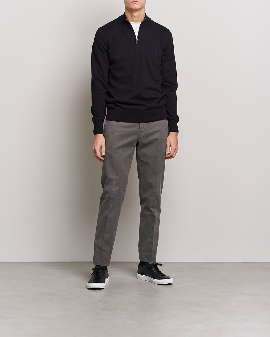 Homme | Pulls Et Tricots | BOSS BLACK | Padro Merino Knitted Half Zip Black