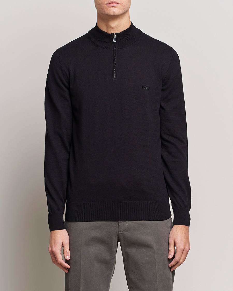 Homme | Pulls Et Tricots | BOSS BLACK | Padro Merino Knitted Half Zip Black