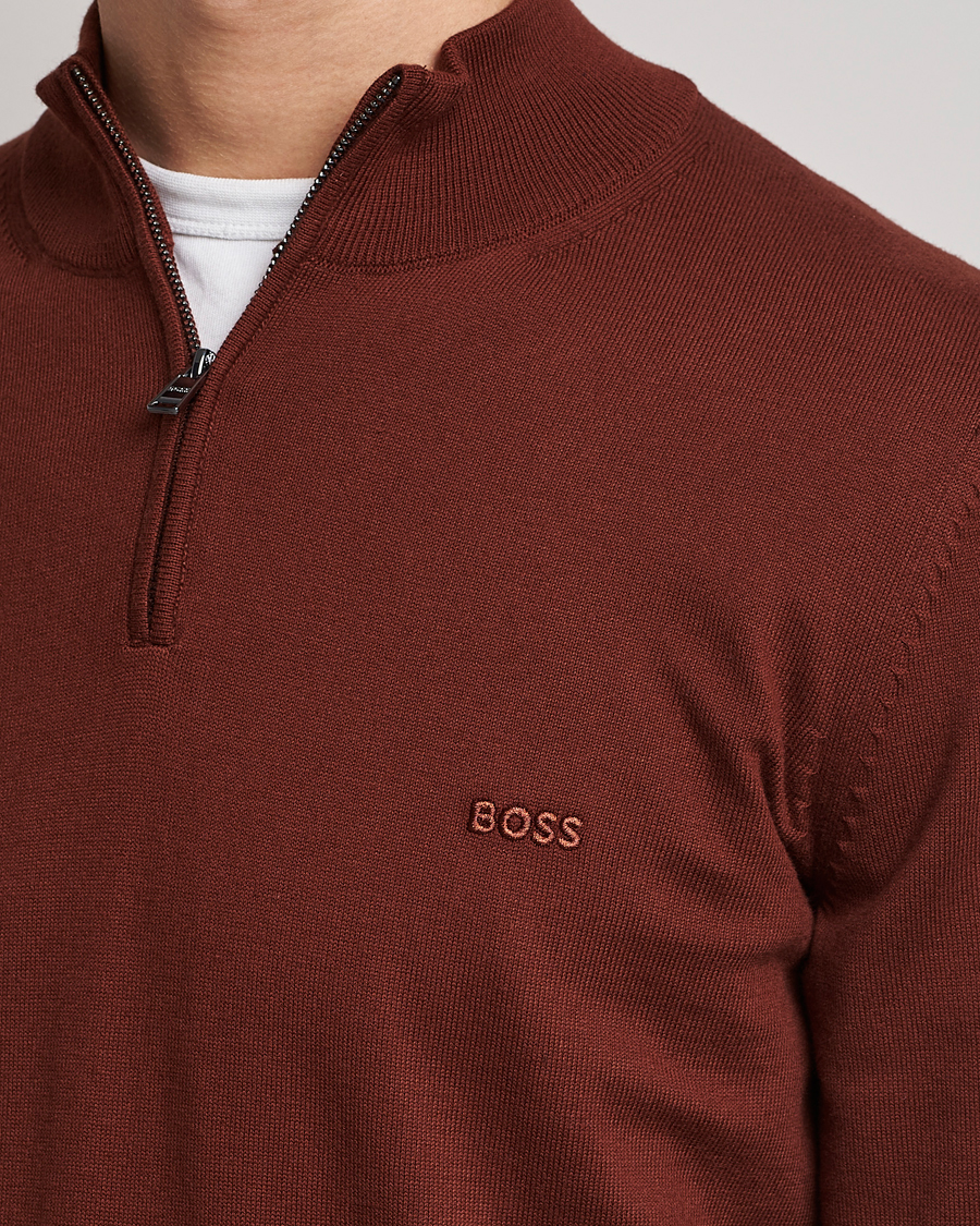 Homme | Pulls Et Tricots | BOSS BLACK | Padro Merino Knitted Half Zip Medium Brown