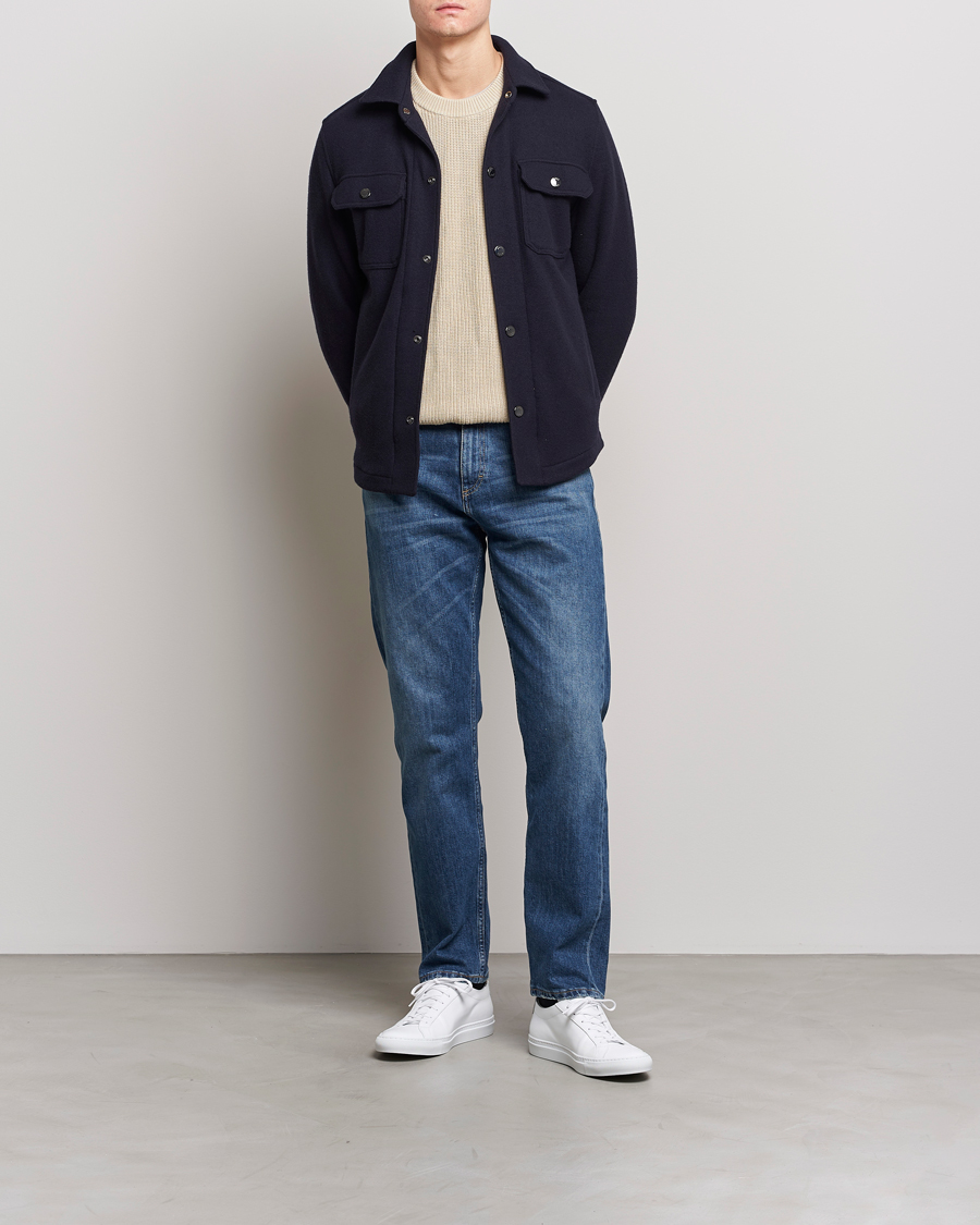 Homme | Chemises | BOSS BLACK | Carper Wool Overshirt Dark Blue