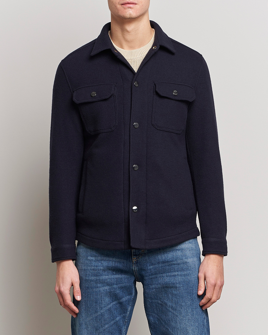 Homme | Chemises | BOSS BLACK | Carper Wool Overshirt Dark Blue
