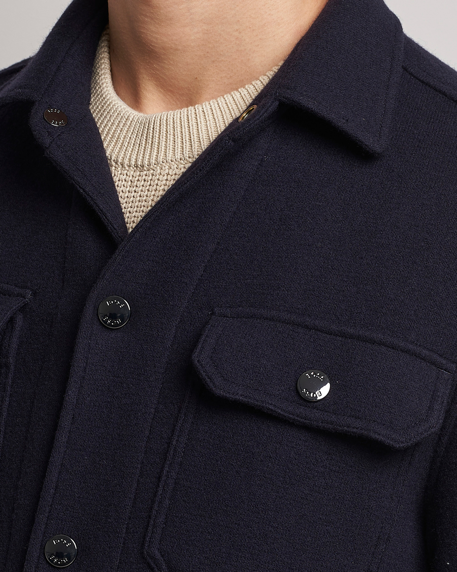 Homme | Chemises | BOSS BLACK | Carper Wool Overshirt Dark Blue