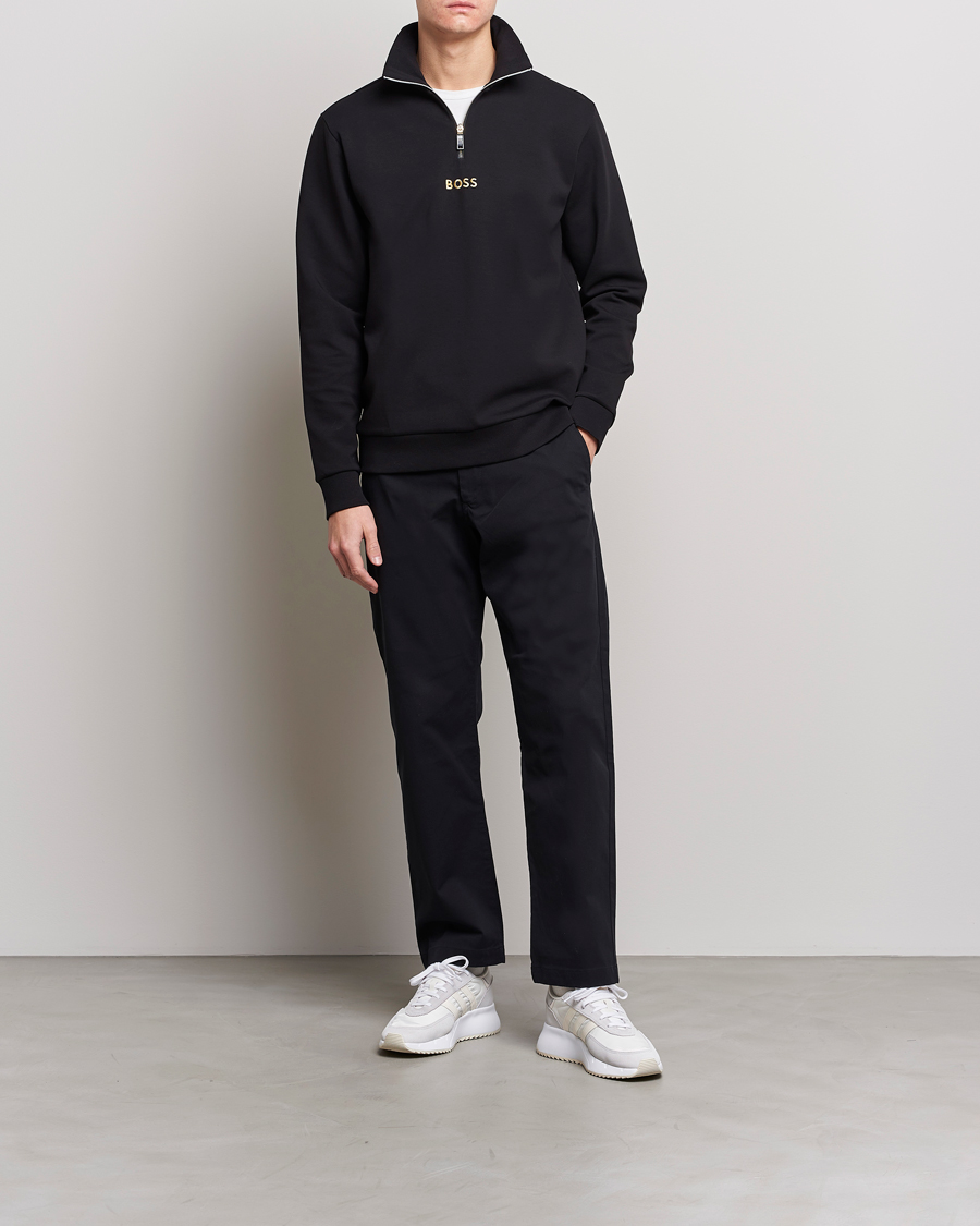 Homme | Pulls Et Tricots | BOSS GREEN | Center Logo Half Zip Black